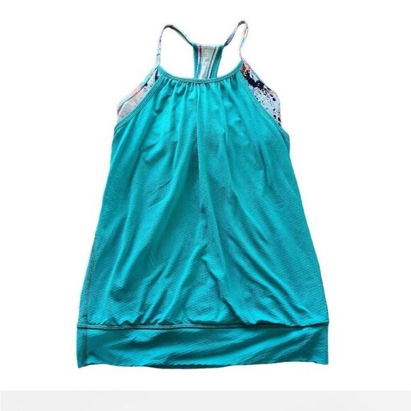 IVivva Turquise and splatter print Double Dutch performance top EUC size 10 - Picture 1 of 10